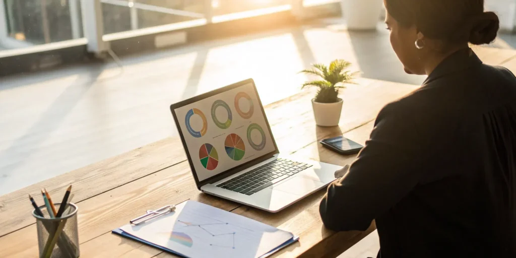 A facilitator prepares for an Everything DiSC Agile EQ session by reviewing team results on a laptop.
